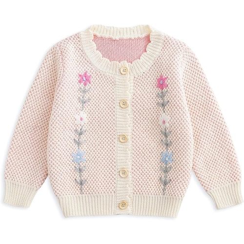 Simplee kids Baby Sweater Cardigan Jacquard Cable-Knit Spring Coat Long Sleeve Cardigan for Baby Girl