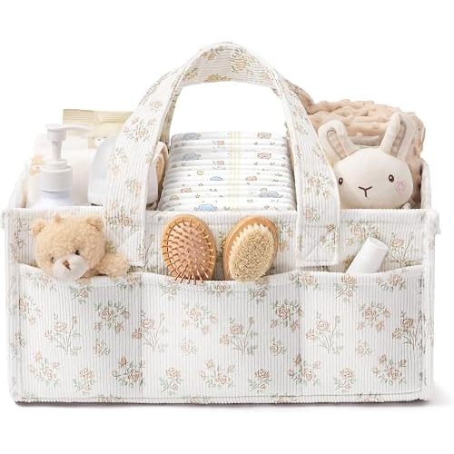 Baby Diaper Caddy Organizer with Handles, Portable Nursery Storage Basket