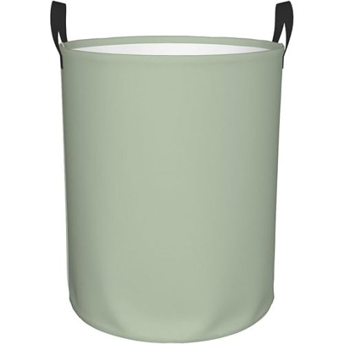 Large Laundry Basket, Green Sage Girly Waterproof Foldable Laundry Hamper, Collapsible Dirty Clothes Storage Organizer Containers for College Dorms