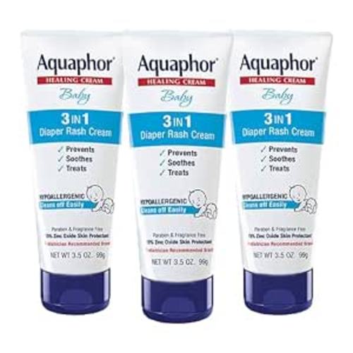 Aquaphor Baby Diaper Rash Cream with Zinc Oxide, Multipack, 3 x 3.5 OZ