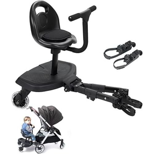 Universal 2-in-1 Stroller Board,Child Rider Stroller Attachment with Saddle Seat and Standing Platform ,Quick and Easy to Use, Safety Design 2025 Upgrade with Two Pairs connctors