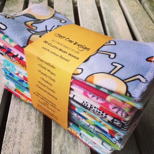 30 Reusable Cloth Baby Wipes- 7"x7" 2 Ply Flannel Special Sale Price You pick Patterns, or Assorted Ready to Ship