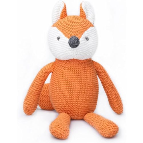 100% Organic Cotton Orange Fox Plush Toy, 7.1 Inch Baby Stuffed Animal for Newborn Infants