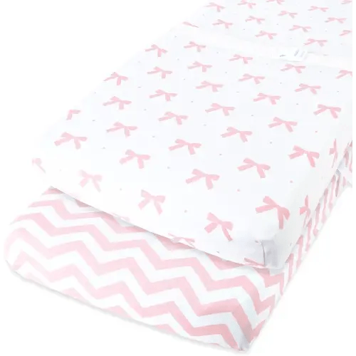 Cuddly Cubs Changing Pad Covers – 2 Pack – Snuggly Soft Plush Cotton Changing Table Covers for Girl – Fits Perfectly on Summer Infant and Other 16 x 32 Baby Changing Table Pads – Pink