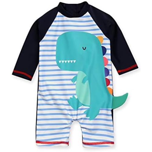 VAENAIT BABY Zip & Snap Rash Guard Swimsuit, UPF 50+ One-Piece Long Sleeve Swimwear, Quick Dry Infant Beach Suit for 0~2T