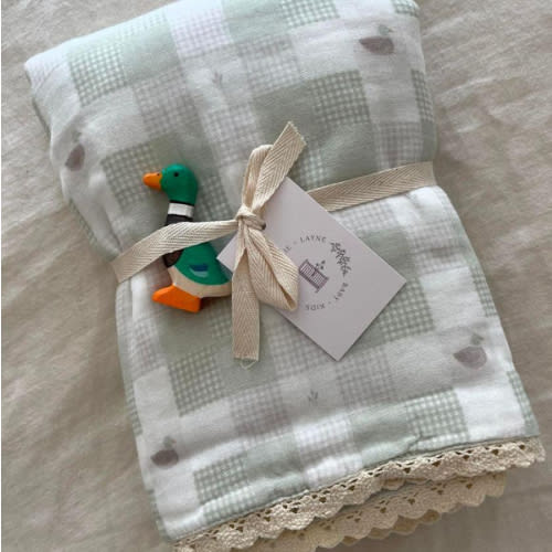 Little Mallard Duck QUILTED 6 Layer Gauze Blanket