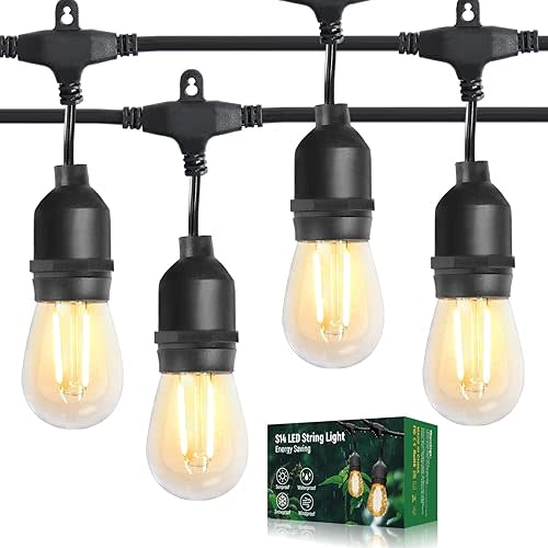 BRIMAX 12FT Outdoor String Lights with 5 LED Bulbs Outdoor Lights Shatterproof Edison Bulb Commercial Grade Waterproof Outside Light 2700K Warm White for Bistro Gazebos Porch Patio Garden