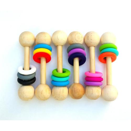 Wooden Rattle Teething Toy New Baby Gift PERSONALIZATION Option        ,                     Blue/Orange/Teal                ,                     No