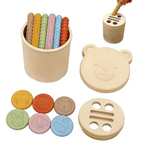 Shape & Color Sorting Toys for Baby Soft Silicone Sensory Toy Kids Activities Game Shape Sorter Fine Motor Skills Toys Travel Gift for Boys and Girls Educational Learning Toy Cartoon Animal Design