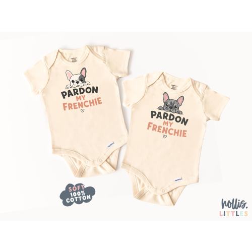 Funny French Bulldog Baby ONESIE® Custom Dog Baby Onesies® Pardon my Frenchie Kids Shirt Dog Lover Baby Gift