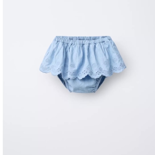 RUFFLED DENIM SKIRT UNDERWEAR - Mid-blue | ZARA United States