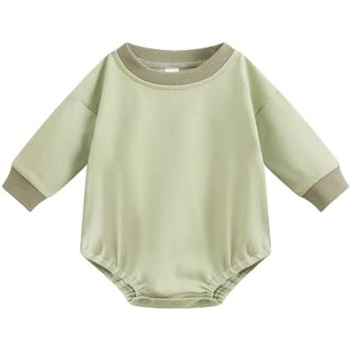 Bafeicao Baby Boy Girl Bubble Romper Color Block Long Sleeve T Shirt Romper Outfit Spring Cute Clothes
