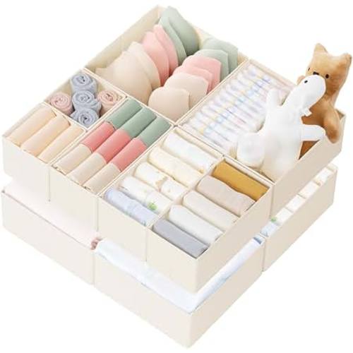 Amazon.com: Criusia Drawer Organizer Clothes, 10 Pack Dresser Organizer for Baby Clothes, Underwear, Sock- Foldable Closet Organization and Storage Dividers Bins for Nursery, Bedroom (Beige)