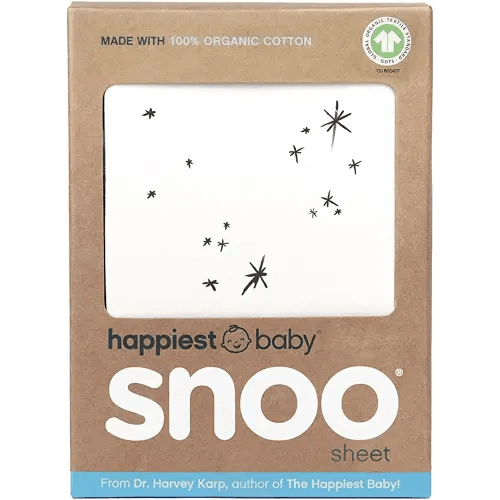 Happiest Baby SNOO Bassinet Fitted Sheet - 100% Organic Cotton Nursery Bedding - Fits SNOO Sleeper Crib Mattress (Ivory Galaxy)