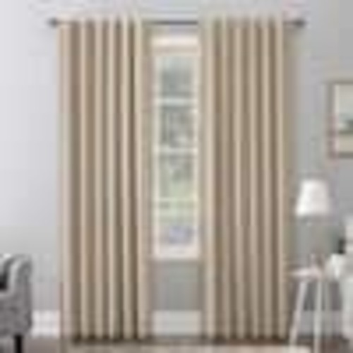 Sun Zero Amherst Velvet Noise Reducing Thermal Ecru Polyester 50 in. W x 96 in. L Blackout Curtain Single Panel 56599