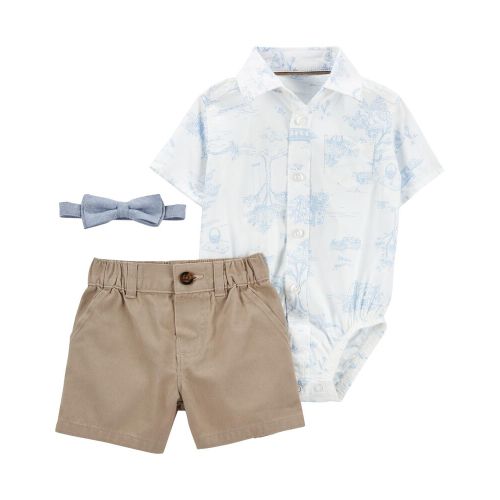 Baby 3-Piece Dress Me Up Set - 3M - Blue/Khaki