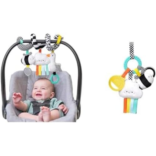 Itzy Ritzy Car Seat Spiral and Busy Ring Teething Toy Bundle (High Contrast)