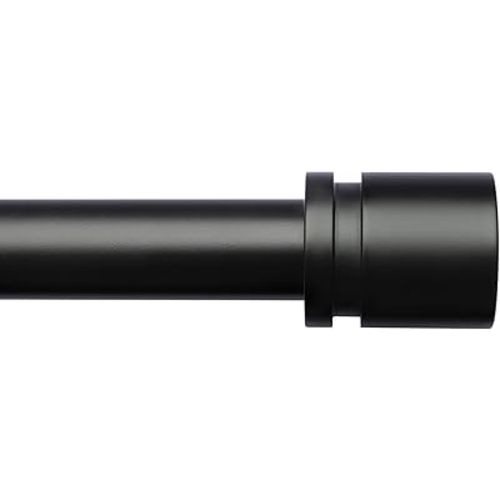 Byondeth Curtain Rods for Windows 16 to 144 Inches Adjustable Length 1 Inch Diameter Window Curtain Rod with Aluminium Finials, Black