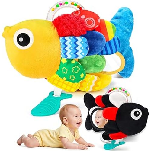weirtoya Baby Rattles Teething Toys 3-6 Month, Baby Toys for 0-6 Months Infant Toy Sensory Toys with Beads Grasping Shaker, Tummy Time Toys for 0-3 Months, 3-6, 6-12 Months