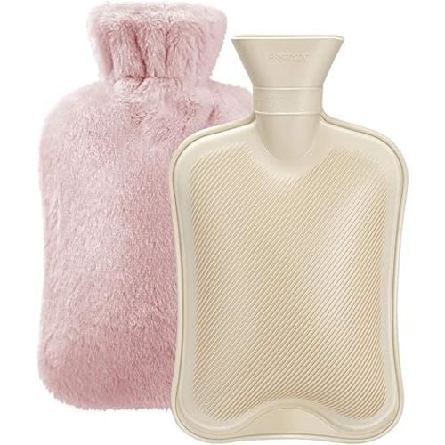 Hot Water Bottle Rubber with Soft Cover (2 Liter) Fythao Hot Water Bag for Cramps, Neck, Shoulders Pain Relief