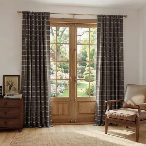 Plaid 100% Blackout Buffalo Check Pattern Bedroom Rod Pocket Back Tab Gingham Curtains, 2 Panels
Color: Grid Pattern Brown
52" W x 96" L