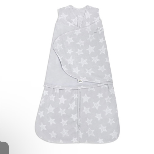 HALO Micro-Fleece Sleepsack Swaddle, 3-Way Adjustable Wearable Blanket, TOG 3.0, Grey Stars, Small, 3-6 Months