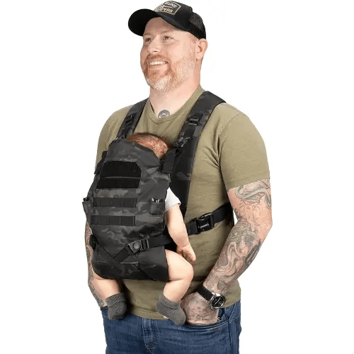 Tactical Baby Gear Tactical Baby Carrier for Dads – Ergonomic, Hip Healthy & Comfortable for Infants and Toddlers (8–33 lbs) (Black Camo)