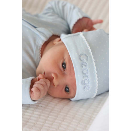 Picot Trim Bamboo Hat in Baby Blue | Caden Lane