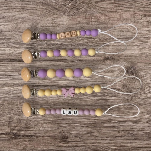LSU Pacifier Clip | Baby Shower Gift | Purple and Yellow pacifier clip