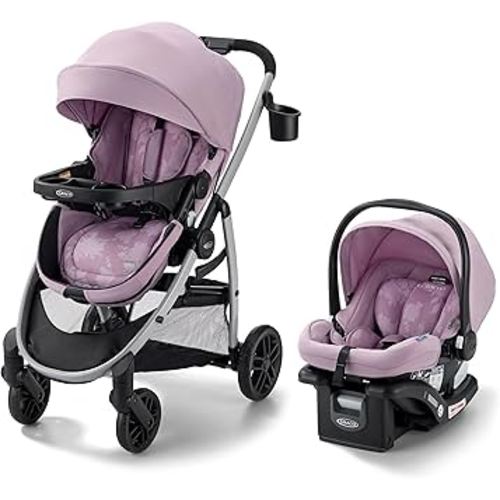 Graco Modes Pramette 3-in-1 Travel System, Car Seat Stroller Combo, Rear Facing Infant Car Seat, Infant Pramette to Toddler Stroller, Lilac Mod