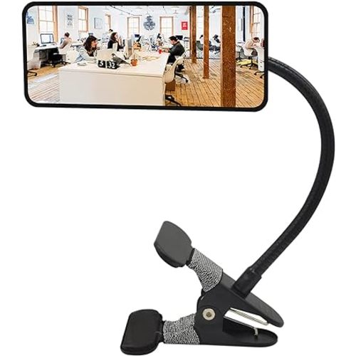 Ampper Glass Clip On Security Mirror, Flexible Convex Cubicle Mirror for Personal Safety and Security Desk Rear View Monitors or Anywhere (6.69" x 2.95", Rectangle)