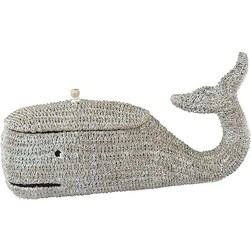 Creative Co-Op Bankuan Rope Whale Box with Lid