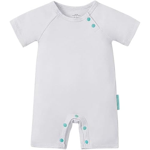 SuperSoft Short Sleeve Baby Romper, Unisex Bamboo Viscose One-piece Summer Pajamas, Boy Girl Footless Jumpsuit Snap Closure