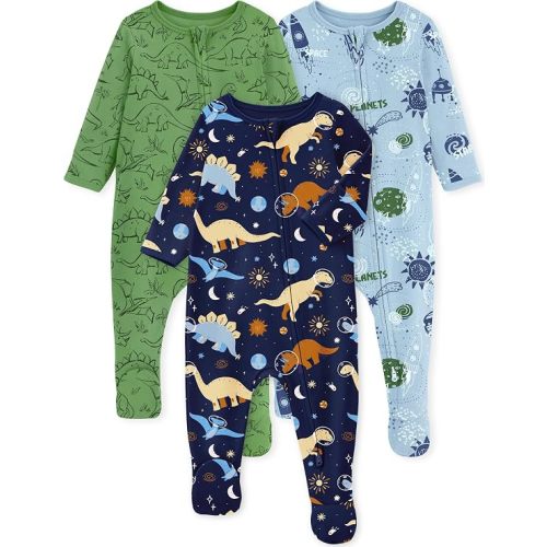 Yoofoss Baby Pajamas 100% Organic Cotton Baby Sleepers for Newborn 0-3 3-6 6-9 Months Boys Girl Clothes 3pcs Footed PJs