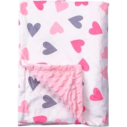 Baby Blanket for Boys Girls Double Layer Soft Plush Minky Blanket with Dotted Backing, Toddler Baby Newborn Blanket Shower Gifts (Peach Hearts, 30 X 40 inches)