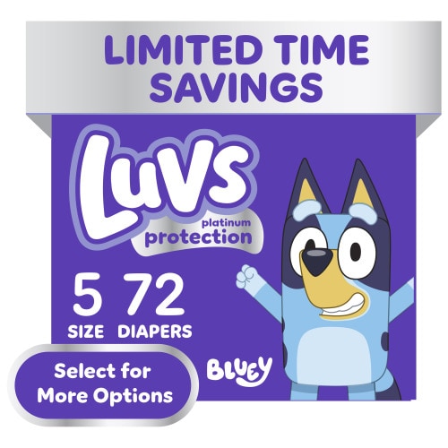 Luvs, Baby Diapers, Size 5, 27+ lbs 72ct with Bluey