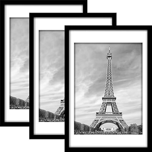 Abtgt 20x30 Frame Set of 3, Display Pictures 18x24 with Mat or 20x30 without Mat, Poster Frames for Vertical & Horizontal Wall Hanging Display, Black