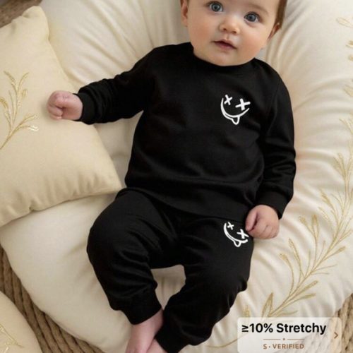 SHEIN Newborn Casual Solid Color & Printed Top And Pants Set | SHEIN USA