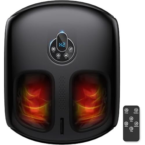 Foot Massager with Heat, 4 Modes & Vibration & Compression & Rolling for Feet Toes Relief, Electric Shiatsu Foot Massager with Remote, Fits Up to Men's Size 13, Gift for Women Men Father's Day