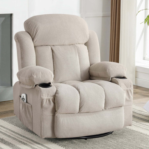 Latitude Run® Swinging Recliner Massage Heated Sofa, With Usb and 2 Cup Holders in Side Pockets | Wayfair