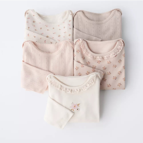 FIVE-PACK OF FLORAL PRINT BODYSUITS - Dusty pink | ZARA United States