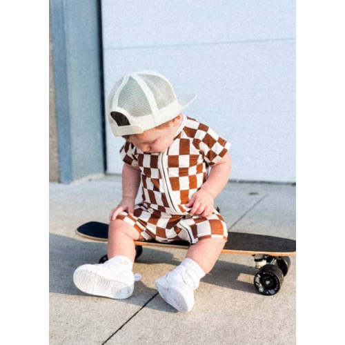 Little Trouble Brown Checker Bamboo Jammies