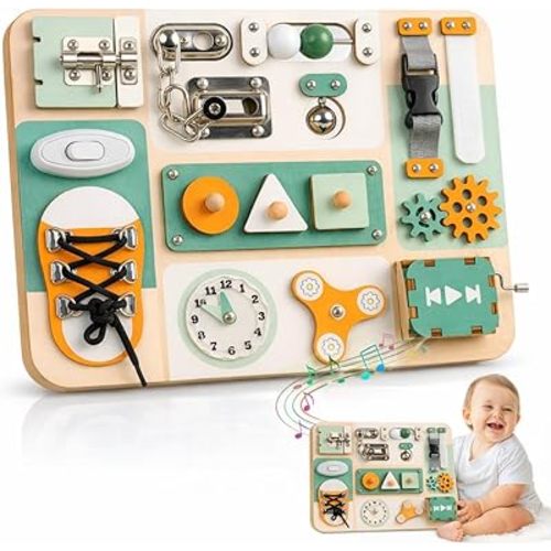 KALOTOYS Busy Board Montessori Toys for 1 2 3 Year Old - Sensory Toys for Toddlers 1-3 - Fine Motor Skills & Early Learning - Montessori Gift for Boys & Girls, Travel-Friendly & Safe