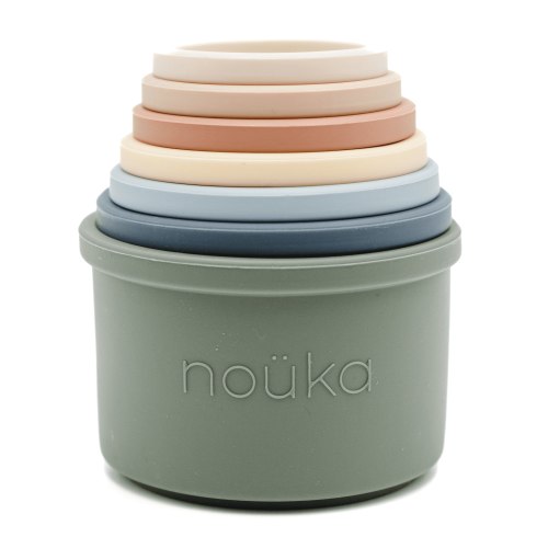 noüka Stacking Cups Set | 100% Food-Grade Silicone | Safe & Soft | Dishwasher Friendly | Bloom Set