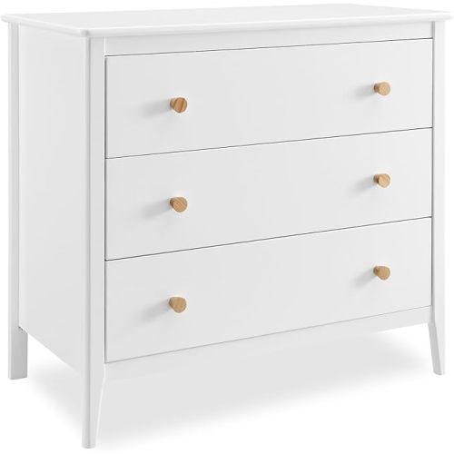 Delta Children Callum 3 Drawer Dresser with Interlocking Drawers, Bianca White/Natural