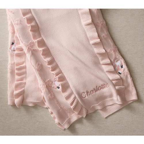 Blush Santa Bows Knit Baby Blanket