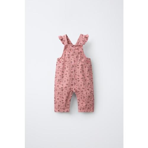FLORAL TWILL OVERALLS - Pink | ZARA United States