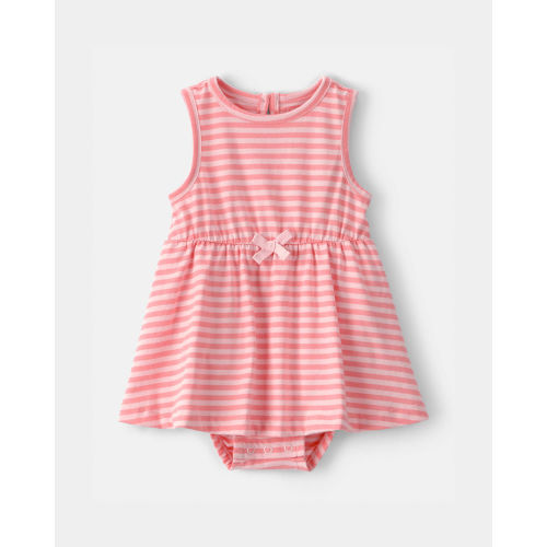 Baby Girl Stripe Sleeveless Bodysuit Dress - Pink - Carter's | Carter's