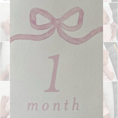 Watercolor baby milestone cards: pink bow, cardstock