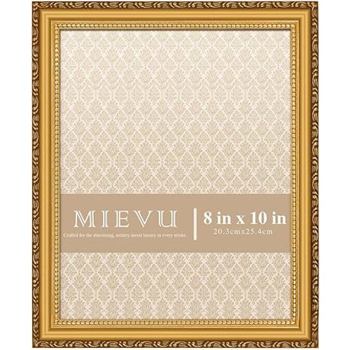 8×10 Picture Frame Gold - Picture Frames for Wall Hanging And Tabletop Display, Ornate Photo Frame for Poster,Vintage Frames,with Acrylic